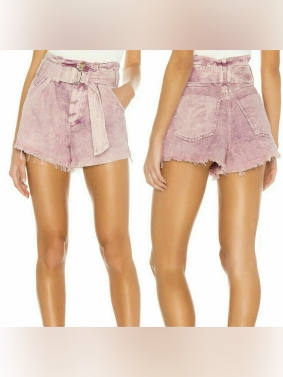 Free People We The Free Pants - NWT Free People See You Sometime Denim Pink Cut Off Shorts Belted Fray Hem XL
